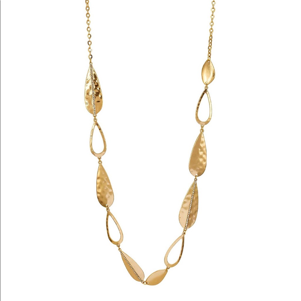 Teardrop Link Necklace with Stone Accents
